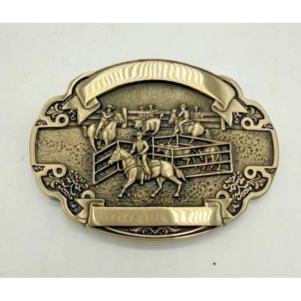 Award Design Medals Inc Belt Buckle Mens‎ Solid Brass Western Cowboy Equestrian